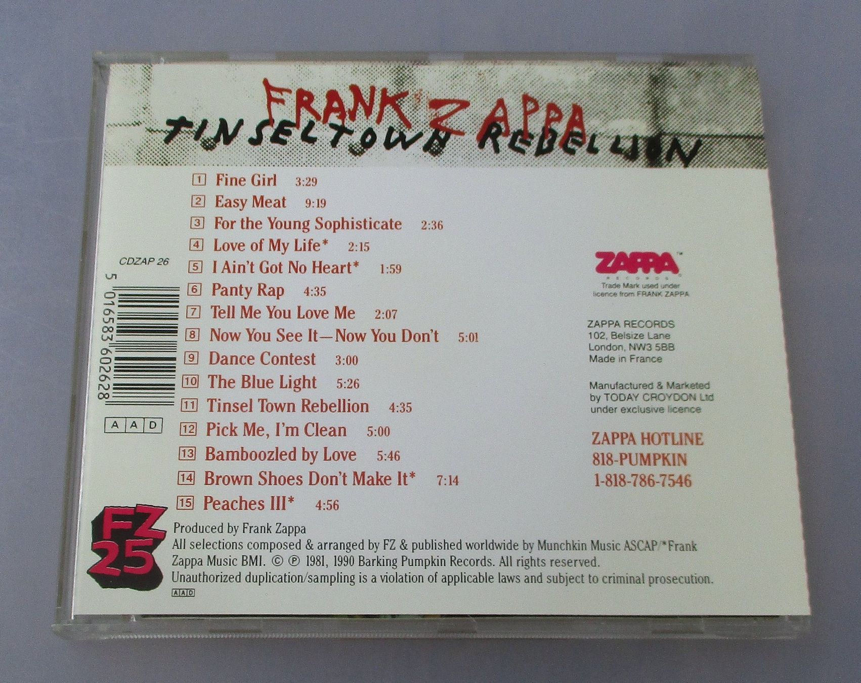 CD: FRANK ZAPPA - Tinsel Town Rebellion – Usato da Wattwil venduto da Muriel11 1