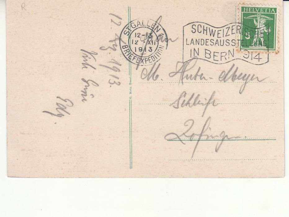 Cartoline postali: St. Gallen Rosenberg 1913 – Usato da Bürglen TG venduto da StampGraf 1
