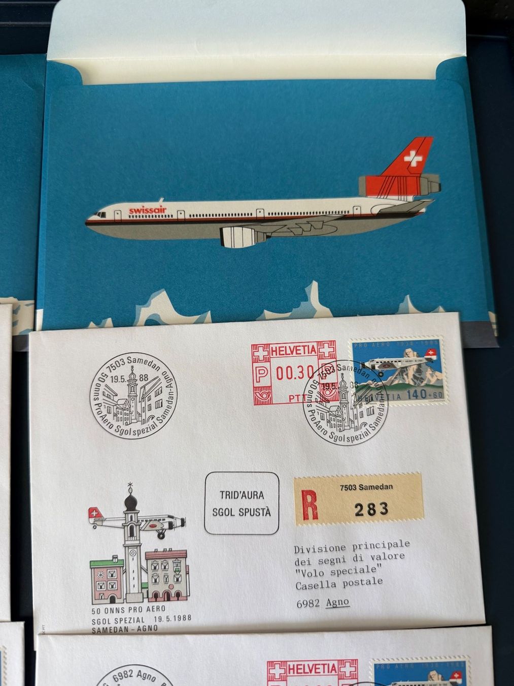 Tutti i francobolli: 1 Set, Pro Aero 1938-1988, 5 Briefe – Usato da Oberhasli venduto da Sicurezza 2
