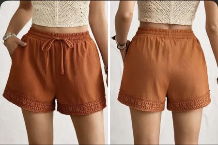 Damen Shorts braun mit Spitzenborte Gummizug neuwertig
