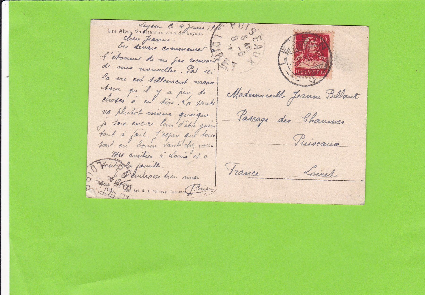 Cartoline postali: Les Alpes Valaisannes – Usato da St. Peterzell venduto da neckertal 1