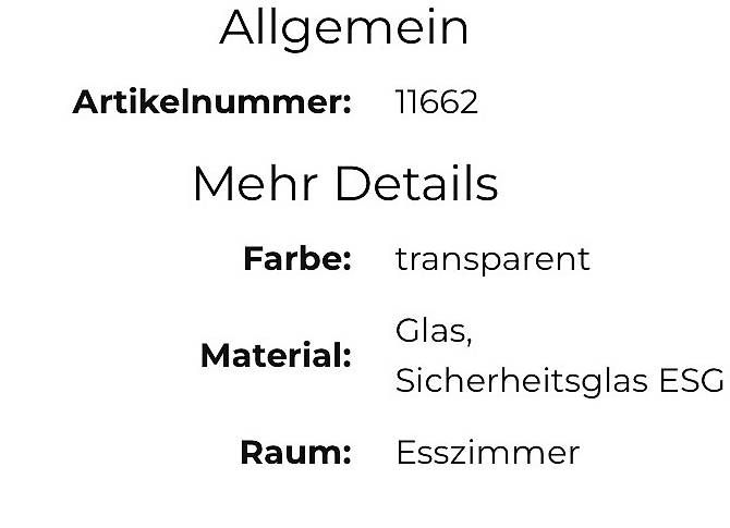 Kare Piatti di portata: Kare/ Tisch-Glasplatte ESG, 90x200 – Usato da Lengnau AG venduto da Mc66 1