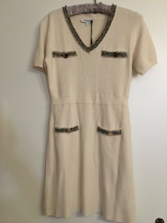 Kleid MORGAN Gr. 38, mit Designdetails in Ecru-Farbe, NEU