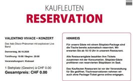 Valentino Vivace Konzert Kaufleuten 08.10.2026 1 Ticket
