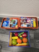 Kaufmannsladen Zubehör, 3 Körbe voller Ware, Top Zustand!