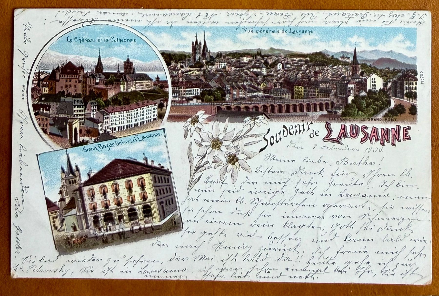 Cartoline postali: Lausanne - Litho 1902 – Usato da Lutry venduto da Ediego