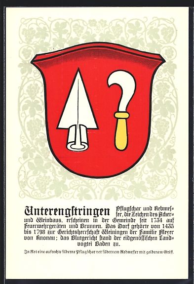 Ansichtskarten: AK Unterengstringen, Wappen der Gemeinde – Gebraucht aus Berlin von bartko-reher