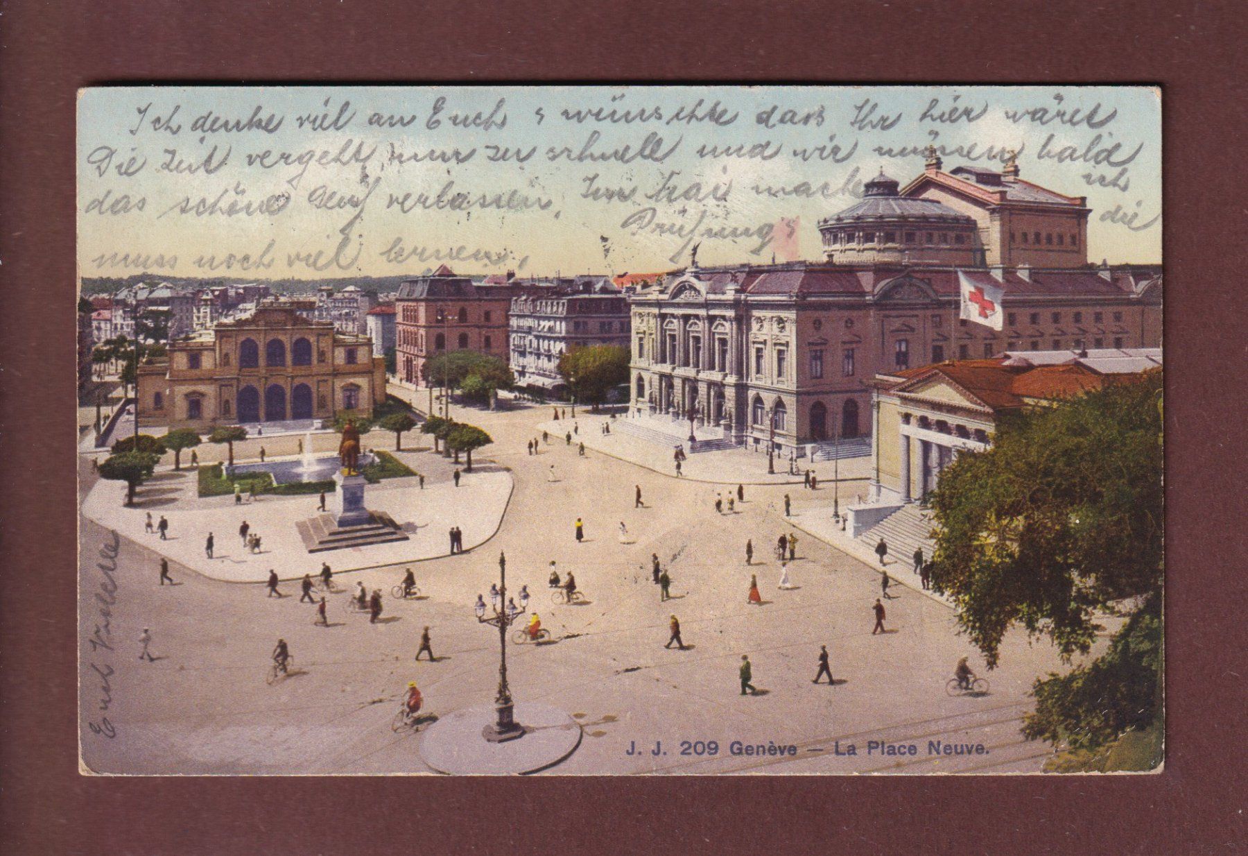 Cartoline postali: GENEVE - Place Neuve - 1923 – Usato da Pully venduto da nicecards