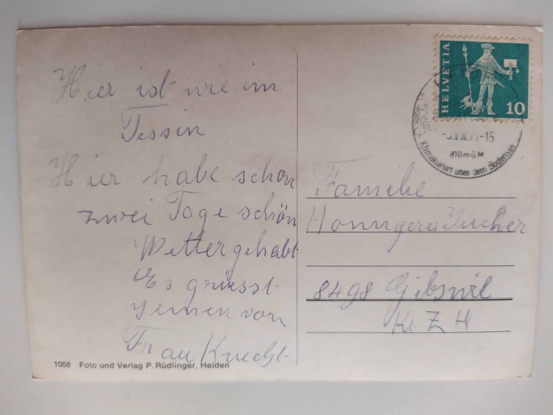 Ansichtskarten: Alte Ansichtskarte von Heiden AR, Klimakurort, dat. 1965 – Gebraucht aus Ohmstal von Lebensfreude05 1