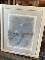 Winterlandschaft Aquarell "Der Abend" gerahmt