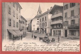 Salvan - La Place - Kühe am Dorfbrunnen - 1902