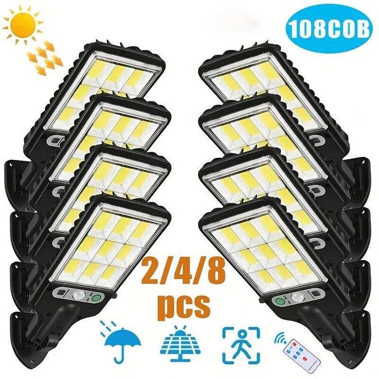 2 Stück Solar Straßenleuchten - 6500K Mit Bewegungsmelder & Fernbedienung