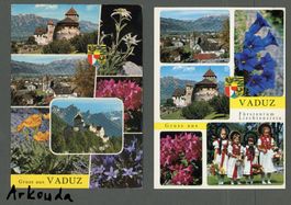 2 AK col Vaduz FL Gruss aus V. Multibildkarten ≈ 1972 