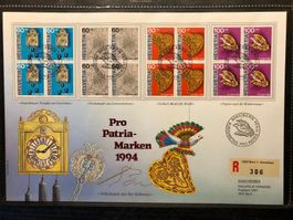 FDC Grossbrief Pro Patria Volkskunst aus der Schweiz 1994 ET