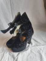 TRUE VINTAGE Highheels Gr. 35 - Echleder - Schwarz-Gold