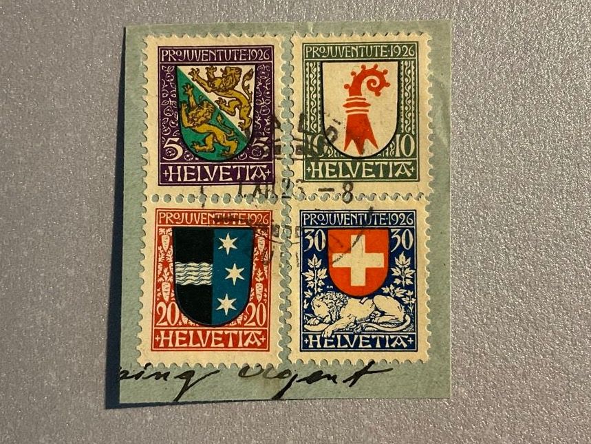 Alle Briefmarken: Fragment  Pro Juventute  1.12.1926 Wald ET – Gebraucht aus Steinhausen von Leo.1957