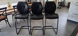 Lot de 3 tabourets de bar design industriel noir