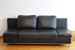Schlafsofa schwarz, Leder