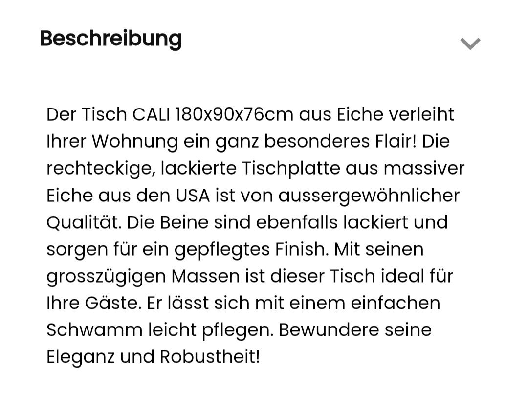 Tavoli: Esstisch CALI Conforama, NEU, 180x90x76cm – Nuovo e nell'imballaggio originale da Winterthur venduto da eaw_ 6