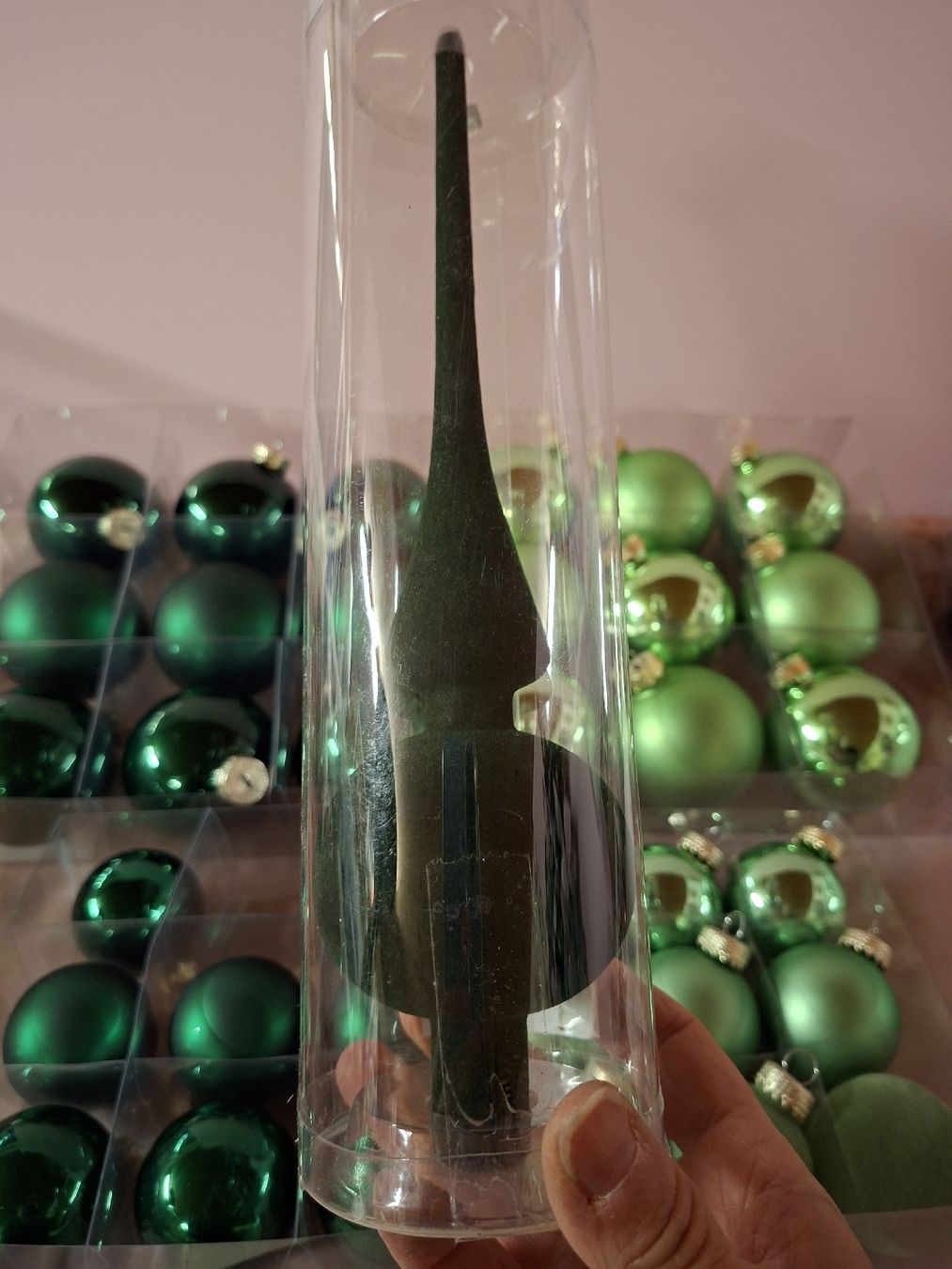 Alle Dekorationen: neu: 35 Weihnachtskugeln grün mit Baumspitze Glas – Neu und originalverpackt aus Nassen von verrueckt 5