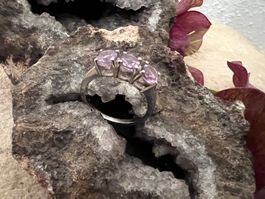 Ring Silber mit Amethyst klassisch zeitlos schön G: 54,5