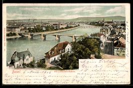 Basel, Stadtansicht mit 3. Rheinbrücken