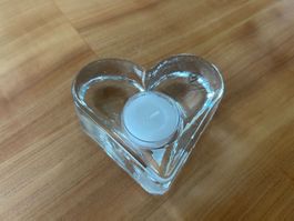 Hergiswiler Teelichthalter Herz Glas klar