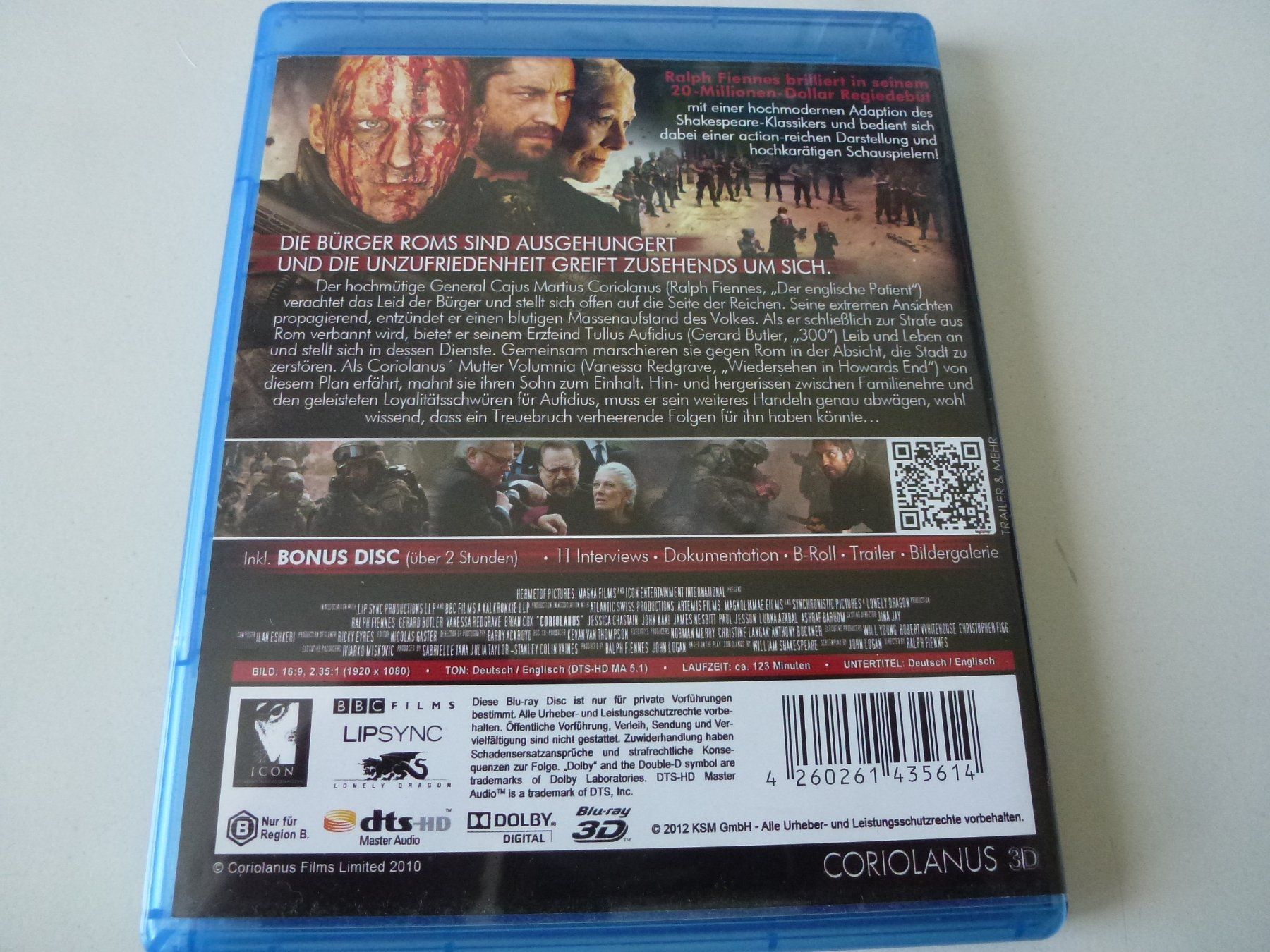 Alle DVDs: Coriolanus (Blu-Ray 3D + Blu-Ray) – Neu (gemäss Beschreibung) aus Bern von Frebo 1