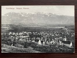BALGACH (RHEINTAL) Ortsansicht mit Vorarlberge, Bahnpost