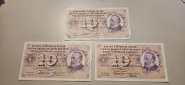 10 Franken Schweiz 1x 1963 & 2x 1977 