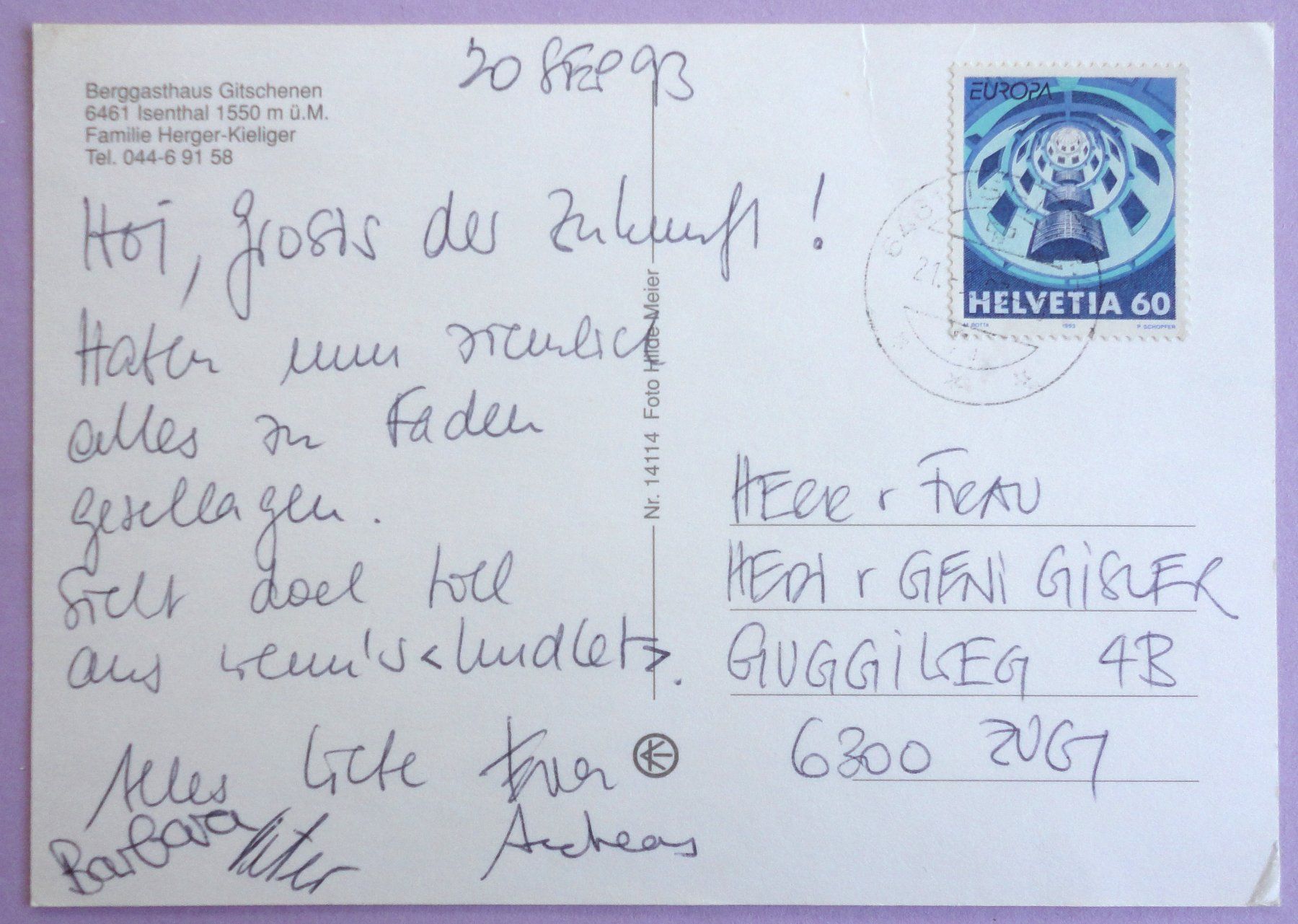 Cartoline postali: Gasthaus Gitschenen, Isenthal – Usato da Fétigny venduto da Billy2miny 1