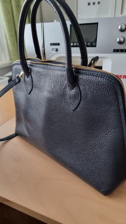Leder Reissverschluss Tasche Innenfächer dunkelblau neu