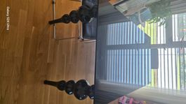 Table design verre noir pieds design noir 200cm