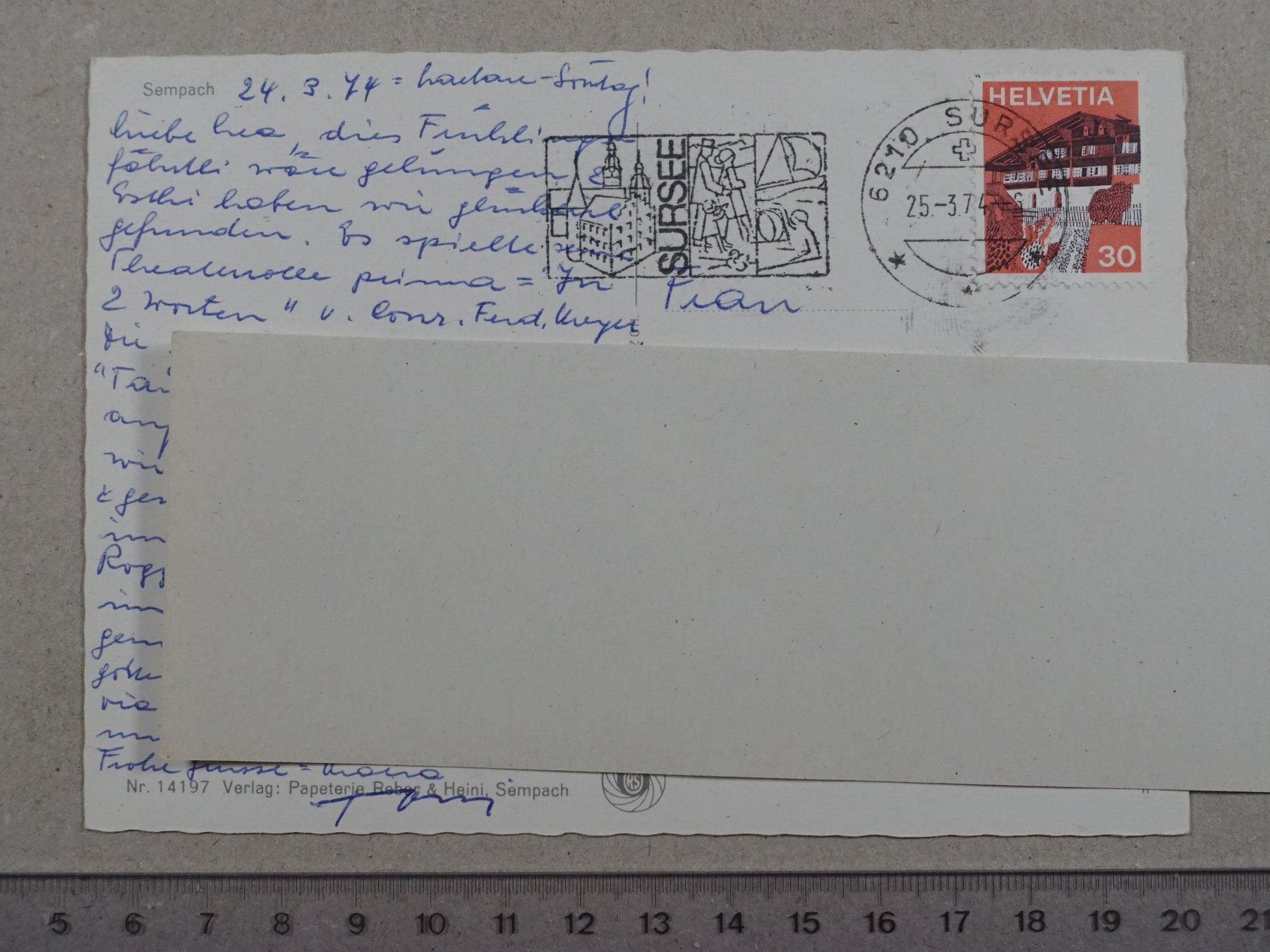 Cartoline postali: Sempach, 1974 – Usato da Lenzburg venduto da fh1 1