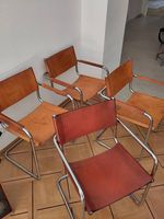 4 Chaises design vintage en cuir véritable