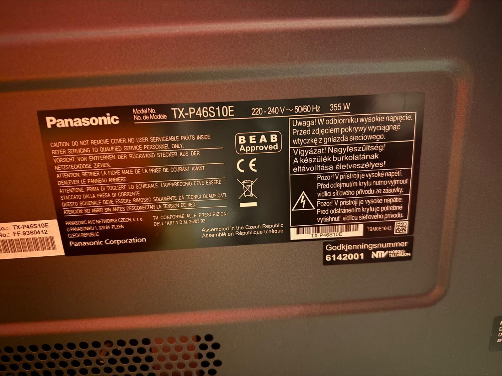 Panasonic Televisori: TV Panasonic Plasma TX-P46S10E – Usato da Couvet venduto da xen_8fvc 3