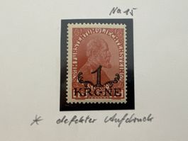 1920, Aufbrauchsausgabe, ZNr. FL15, Abart: defekter Aufdruck