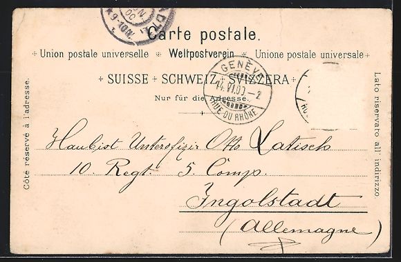 Cartes postales: Lithographie Genève, Panorama, 1900 – D'occasion à Berlin par bartko-reher 1