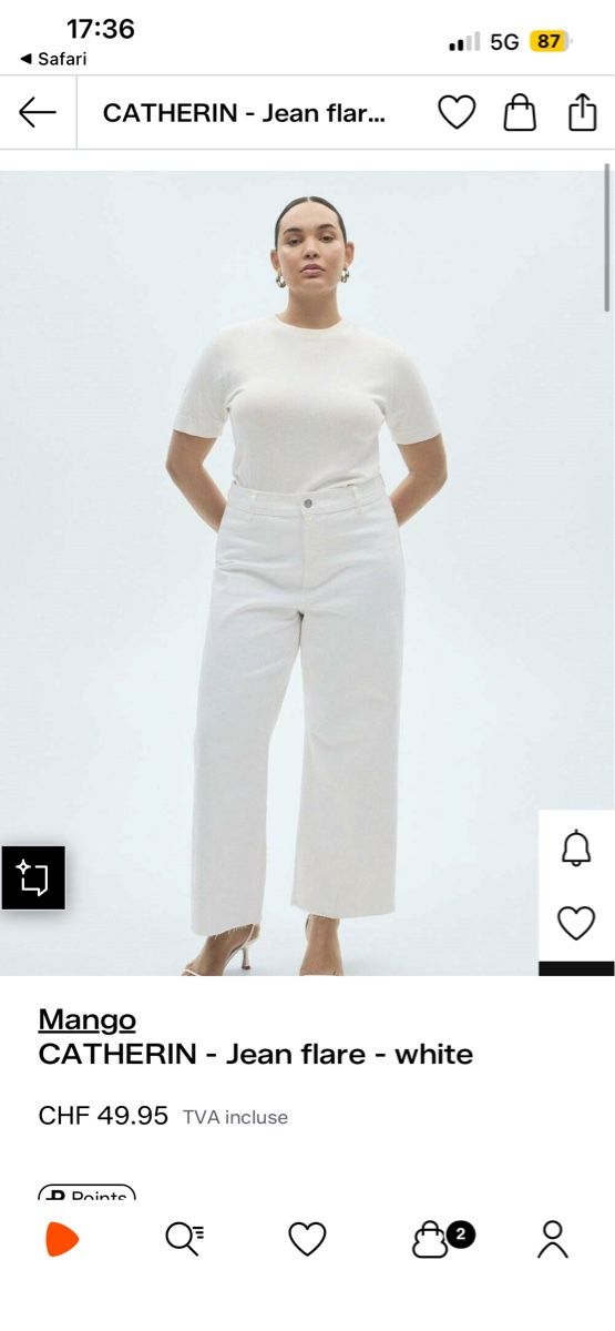 Mango Jeans: Mango white wide leg jeans  – Usato da Genève venduto da toandfrom 2