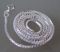 Rhodinierte Silber 925 Venezianer Halskette 38 cm / 1,25 mm
