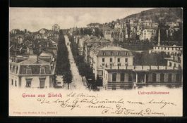 AK Zürich, Universitätsstrasse, 1901