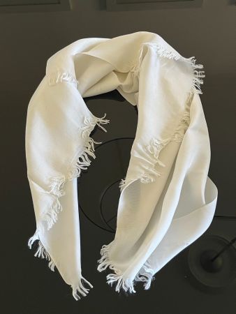 🧣 Écharpe en soie unisex blanche vintage luxe France ✨