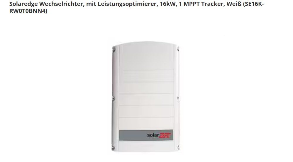 SolarEdge Inverter: Wechselrichter Solaredge SE 16K - RW0 – Nuovo e nell'imballaggio originale da Kägiswil venduto da kw7_5pg8
