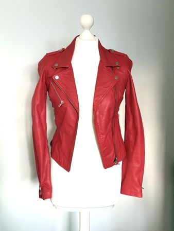 Jacke aus weichem Leder, Gr. XS/34, rot