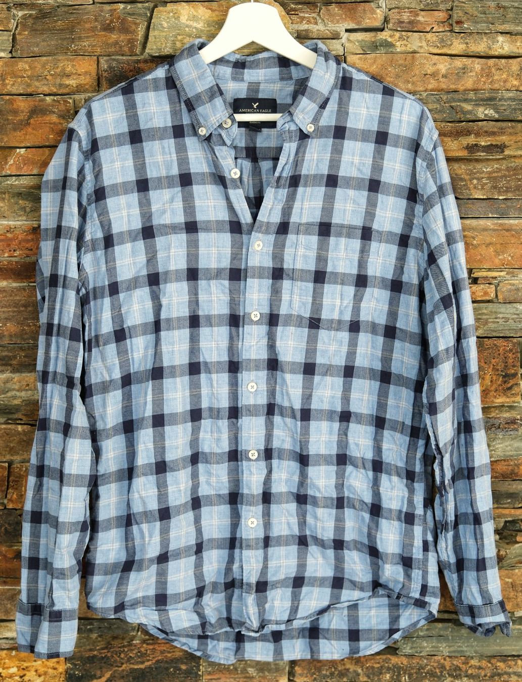 Camicie: Hemd  AMERICAN EAGLE Gr. M blau karriert – Usato da Wohlen AG venduto da Exitburn