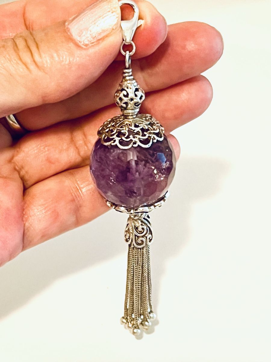 Ciondoli: Amethyst Sterling Silver Filigree Pendant – Usato da Rüschlikon venduto da topswissvintage