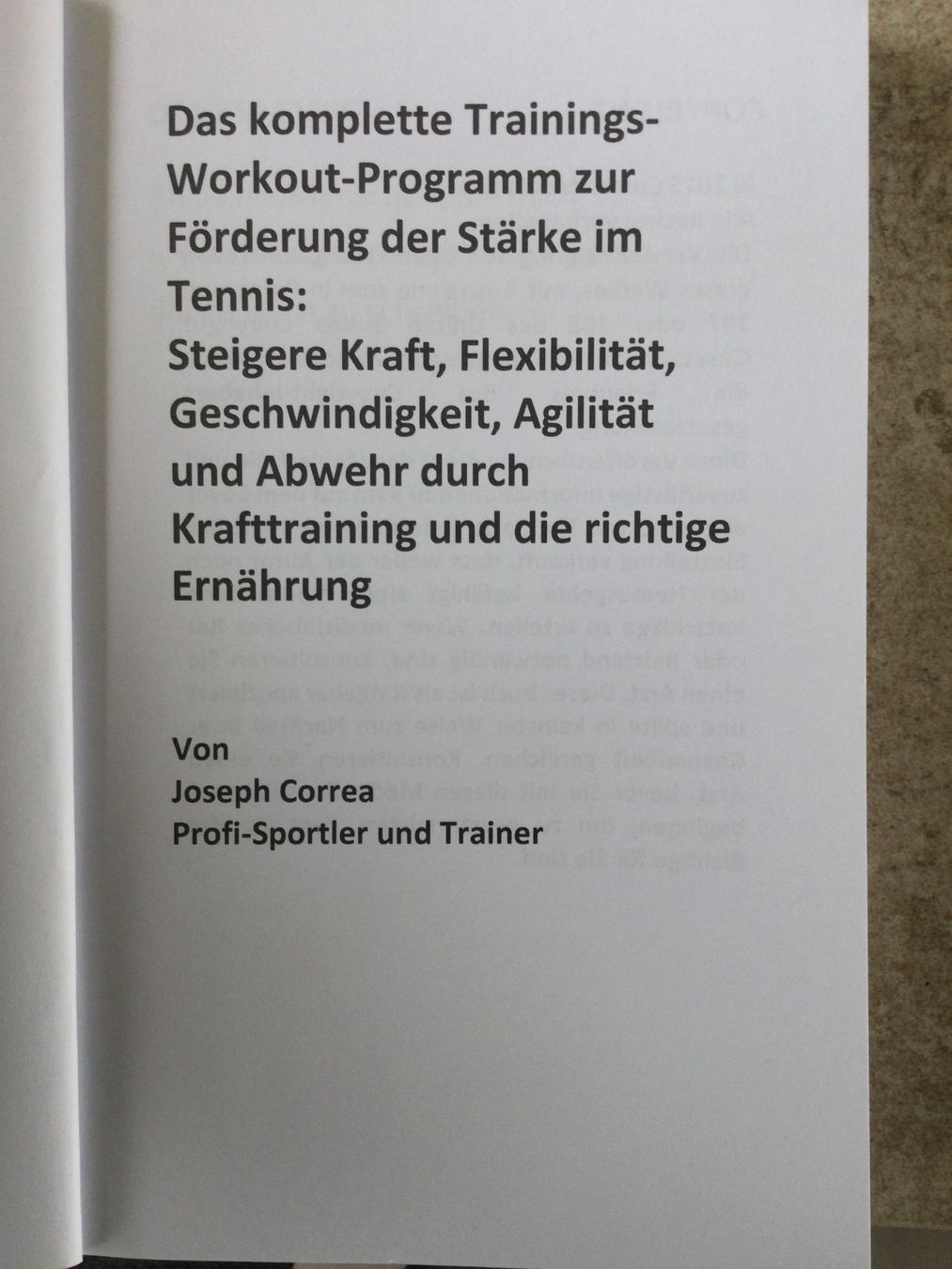 Libri: Tennis / Trainings-Workout / Joseph Correa – Nuovo (secondo la descrizione) da Altnau venduto da corinna_oe 2