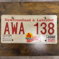 🇨🇦 Autoschild, Newfoundland Labrador AWA 138 - Kanada