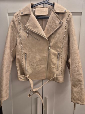 Coole Fransen Jacke in Beige, neuwertig, Grösse M