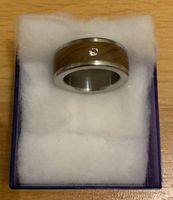 Edelstahl-Holz Ring mit Steinchen